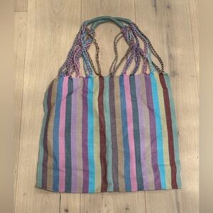 CDMX Striped Multicolor Artisan Tote Bag - Casual Beach & Market Carry